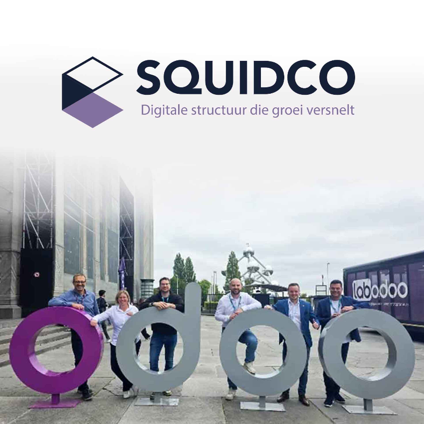 team van mensen met Odoo logo